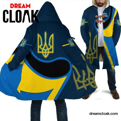 Ukraine Gold Trident - Flag Coloury Fashion Cloak RLT7 Unisex / S / Black Official Cloak Merch