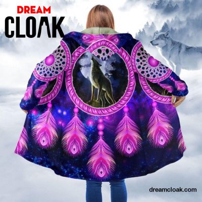 Violet Wild Wolf Dreamcatcher Native American 3D All Over Printed Cloak Unisex / S Official Cloak Merch